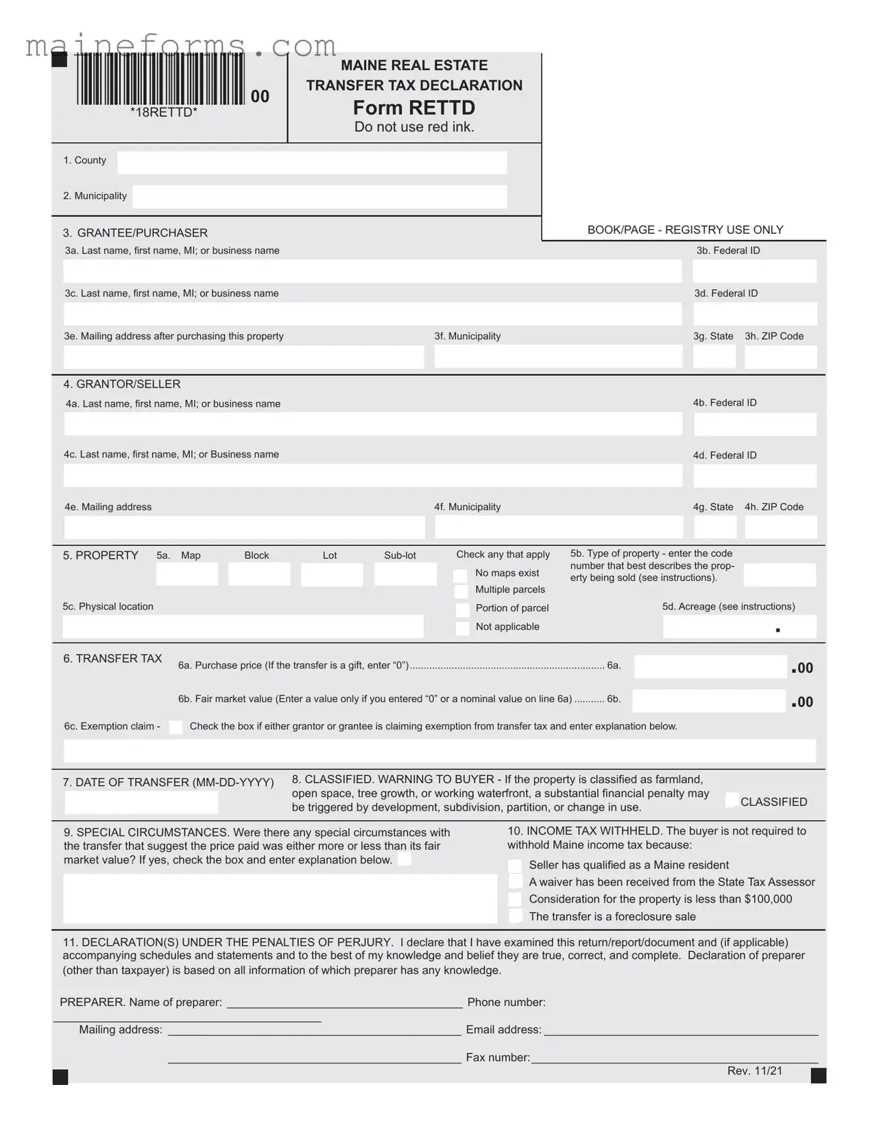 Maine Tax Template