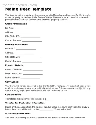 Blank Deed Document for Maine State