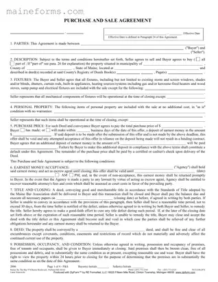 Maine Sale Agreement Template
